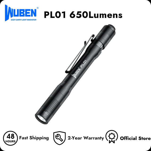 WUBEN PL01 Stiftlampe in Schwarz, 650 Lumen wiederaufladbare EDC-Taschenlampe mit IP68 Wasserdichtigkeit - Bild 1