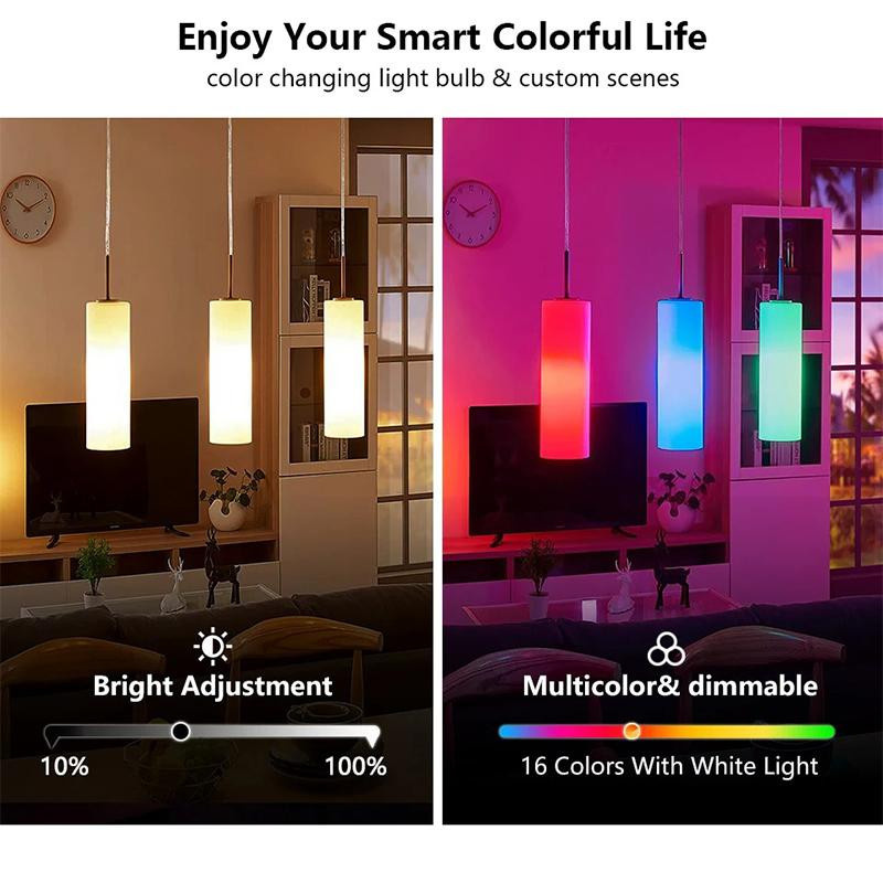 YJMP RGB LED Glühbirne E27 mit Fernbedienung, 9W dimmbare Mehrfarbige Glühbirne in Multicolour für Schlafzimmer und Party - Bild 7