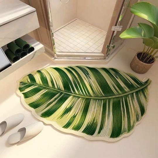 Yiran Furniture Kieselgur Fußmatte für das Badezimmer, floral, grün, B/T: 60 x 40 cm - Bild 1