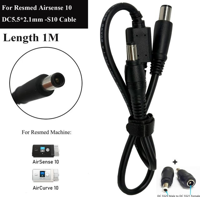 Resmed Netzkabel DC24V auf 5,5 mm 2,1 mm für Airsense 10 S10 Aircurve 10 CPAP-Maschine, Schwarz - Bild 1