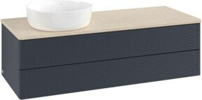 V&B Waschtischunterschrank Antao mit Frontstruktur und Beleuchtung, Blau lackiert, B/T/H: 120 x 50 x 50 cm - Bild 1