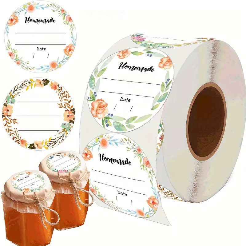 500 Stück Aquarell-Blumen-Etiketten in Weiß als Aufkleber für Einmachgläser und Gewürze zum Beschriften von Inhaltsangaben - Bild 2