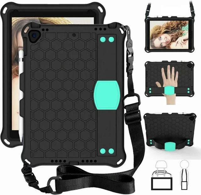 Stoßfeste Kinder Schutzhülle aus EVA mit Handgriff für iPad Mini 4 5 6 und iPad Air sowie iPad Pro in Schwarz - Bild 1