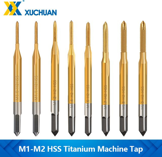 Xcan HSS-Maschinengewindebohrer mit gerader Nut in Gold, metrischer Gewindebohrer für Rechtshänder (M1 bis M2) - Bild 1
