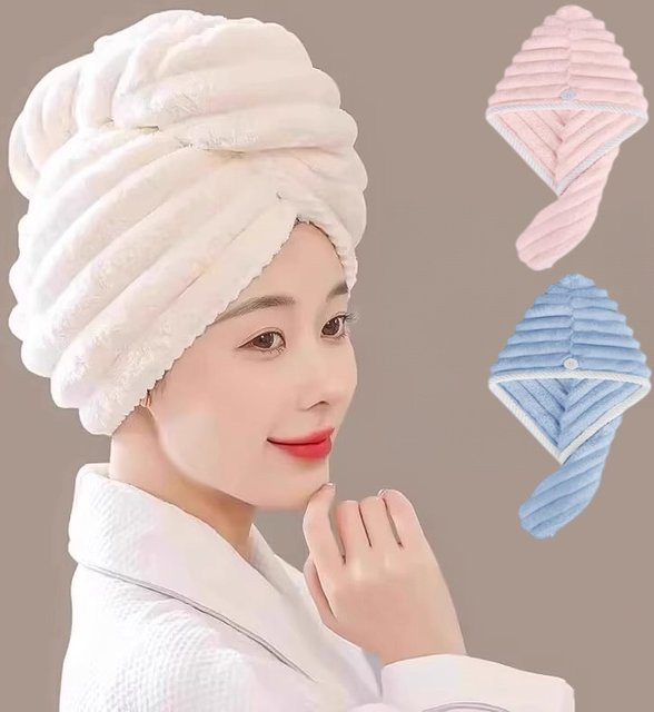Haartrocknungskappe aus Korallenfleece, Turban-Handtuch, Unisex - Bild 1
