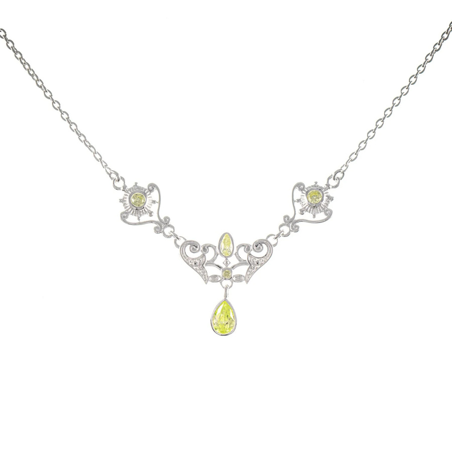 Collier 925 Silber, Zirkonia, hellgrün - Bild 1
