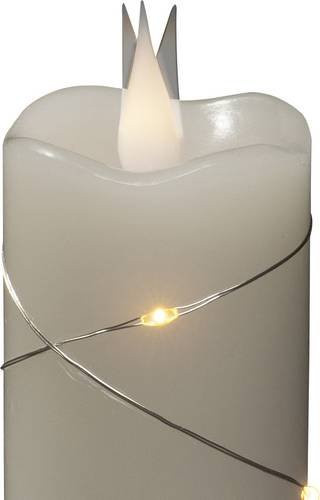 Konstsmide LED-Echtwachskerze Weiß mit 3D-Flamme und Timer, H: 12,7 cm, B: 5,0 cm, T: 5,0 cm - Bild 1