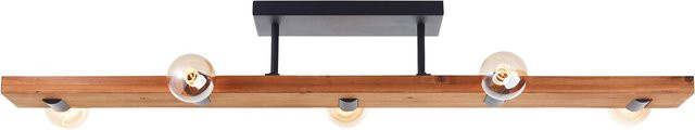 Brilliant Deckenleuchte Mertes im Landhausstil aus Holz und Metall, E27, braun/schwarz, Breite: 115 cm, Höhe: 12,5 cm - Bild 1