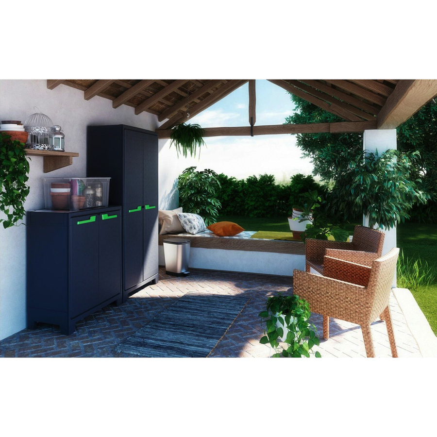 Keter Kunststoffschrank Moby in Anthrazit mit Türen und Regalböden, B/H/T: 80 x 100 x 44 cm - Bild 2