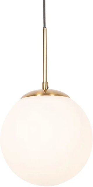 QAZQA Art-Deco Hängelampe in Gold mit weißem Opalglas und E27 Fassung - Bild 1