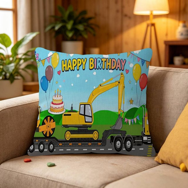 JMG Clothing Kissenbezug mit Bagger und Baustellen-Motiv, Mehrfarbig, B/H: 45 x 45 cm - Bild 1