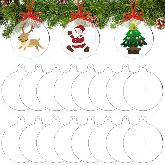 10 Stück CHIXINHAPPY Acrylscheiben Transparent Rund als DIY Weihnachtsbaum Verzierung für Weihnachten und Neujahr - Bild 1