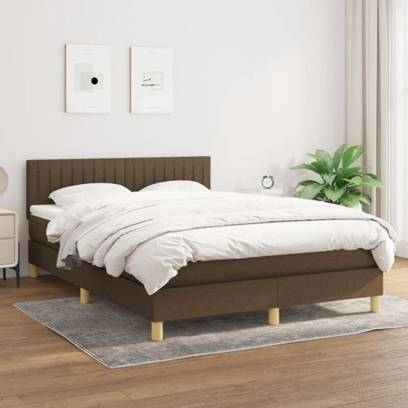 vidaxl Boxspringbett mit Matratze in Braun aus Stoff, B/T/H: 140 x 200 x 88 cm - Bild 1