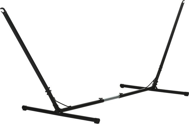 Outsunny Hängemattengestell aus Metall in Schwarz, verstellbarer Hängemattenständer für Garten und Strand, Belastbarkeit bis 120 kg, B/T/H: 308–380 x 108 x 120 cm - Bild 1