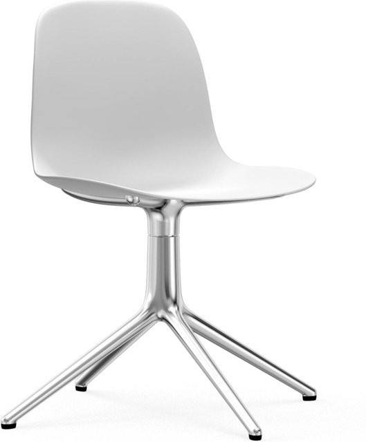 Normann Copenhagen Form Drehstuhl in Weiß mit Aluminium und Rollen, Höhe: 80,0 cm, Breite: 70,5 cm, Tiefe: 70,5 cm - Bild 1