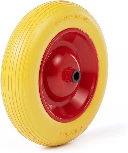 Wiltec Schubkarren Rad aus Polyurethan Vollgummi 4.00-8 Pannensicher - Bild 1