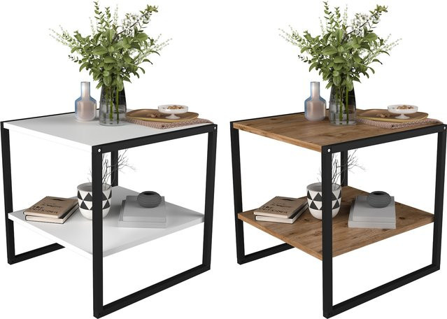 VCM Beistelltisch Insasi M aus Holz im Industriestyle, H x B x T: 50 x 50 x 50 cm - Bild 1
