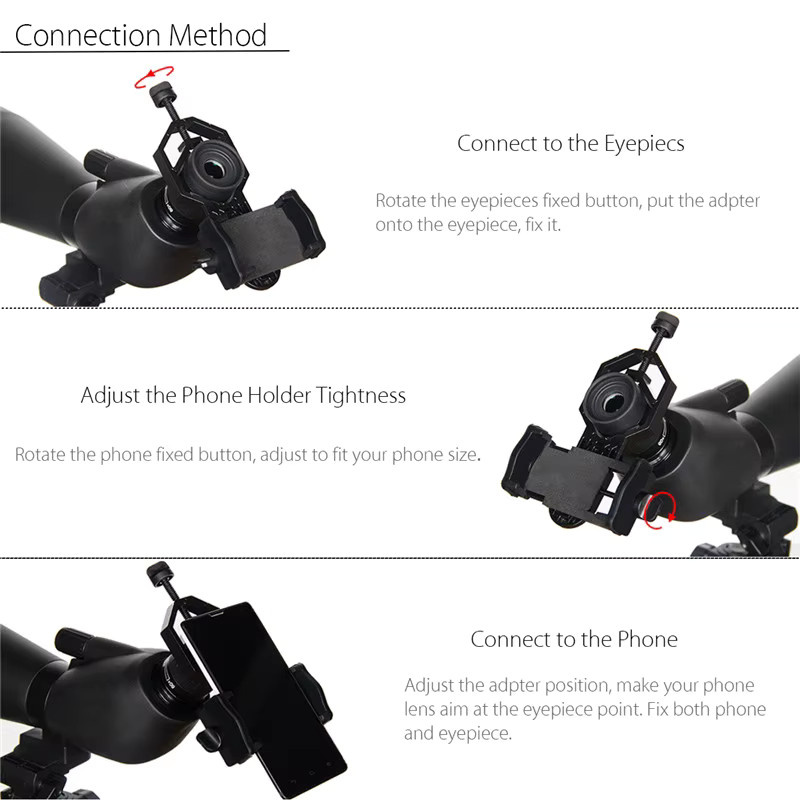 Universal Handy Adapter Clip Mount von HUOAED in Schwarz zur Smartphone-Halterung für Fernglas, Spektiv und Teleskop - Bild 6