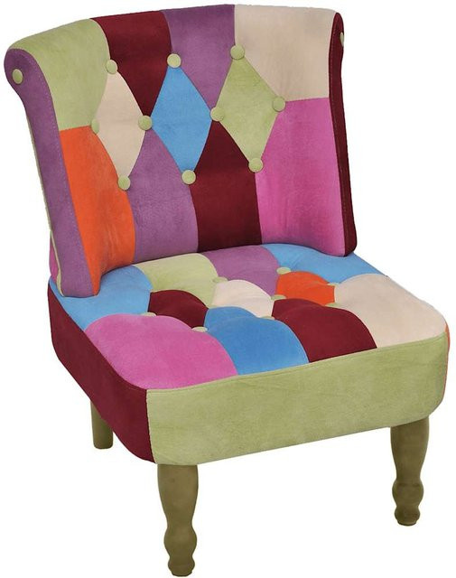 Yiwydaa Französischer Stuhl mit Patchwork-Stoff in Multicolour im Boho-Design - Bild 1