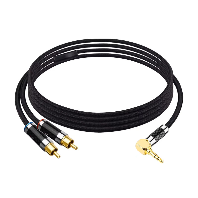 YYTCG Audiokabel 3,5-mm-Klinke auf 2RCA in Schwarz und Silber aus versilbertem sauerstofffreiem Kupfer für Mobiltelefone, Verstärker und Lautsprecher - Bild 3