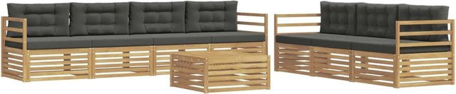 vidaXL Outdoor-Sofagarnitur aus Akazienholz mit 8 Teilen in Anthrazit und Weiß, inklusive Tisch und Polsterkissen, B/T/H: 79 x 79 x 37 cm - Bild 1