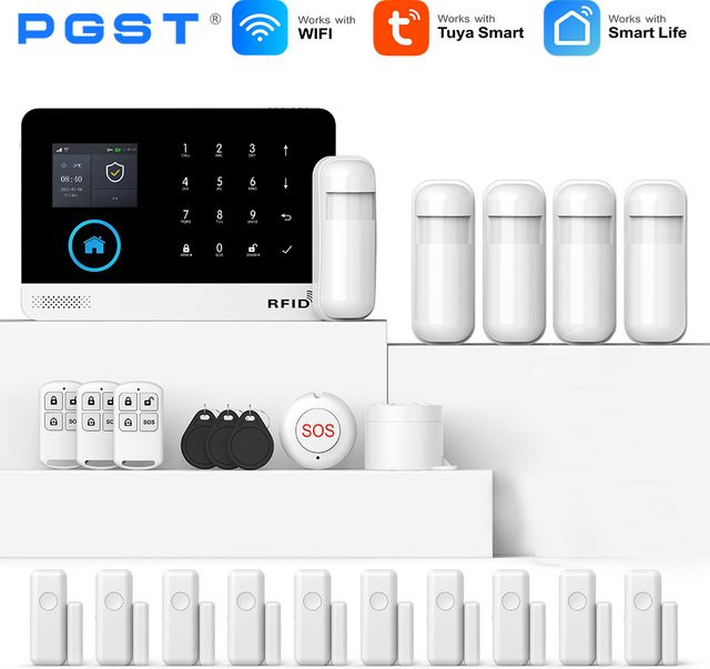 PGST Tuya Smart Home Drahtloses GSM Wifi Alarmsystem in Weiß, App-gesteuert und kompatibel mit Alexa für Wohnung, Büro und Garage - Bild 1