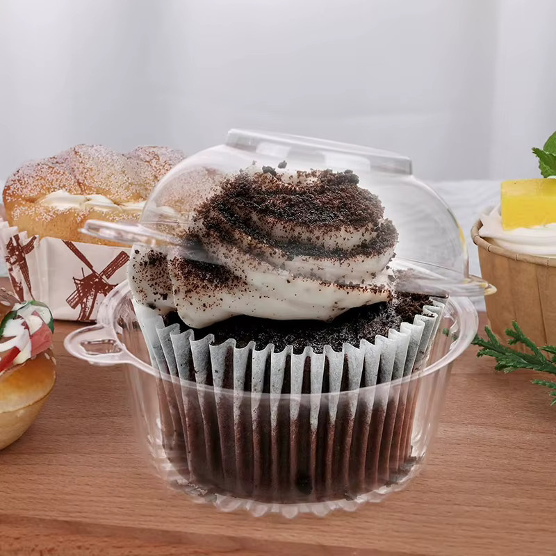 CYZIWEIN Cupcake Verpackungsboxen aus transparentem Kunststoff, 10 Stück Dessert Muffin Halter mit Kunststoffkuppel für Hochzeiten und Geburtstage - Bild 3