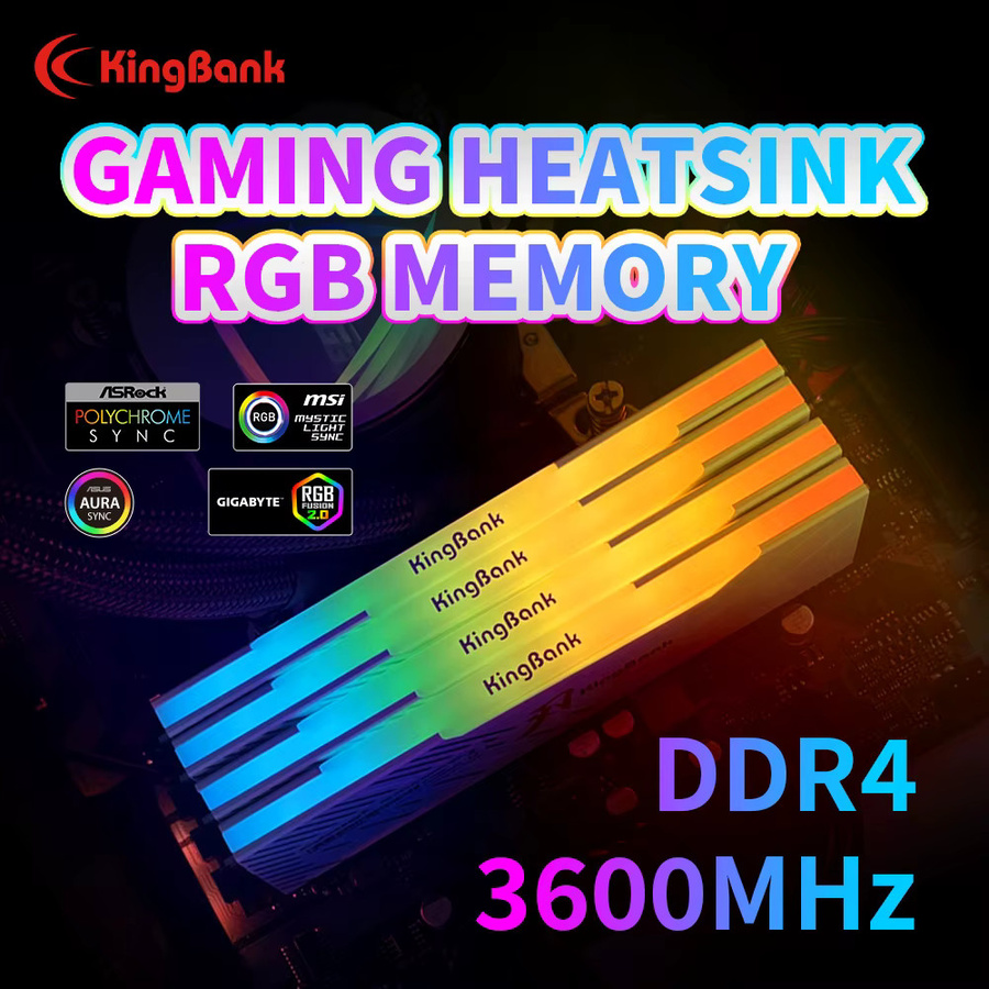 KingBank KRRW DDR4 3600MHz RGB RAM Kit Dual-Channel UDIMM Arbeitsspeicher für Gaming - Bild 2