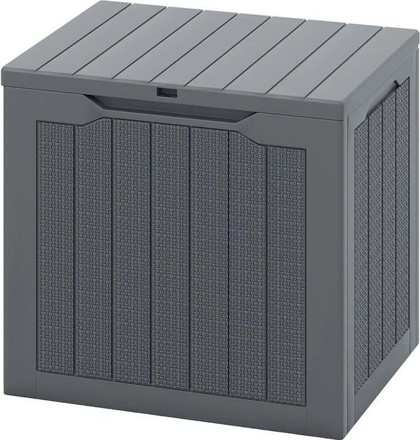 Costway Gartenbox in Rattanoptik mit abschließbarem Deckel, Grau, 96 l - Bild 1