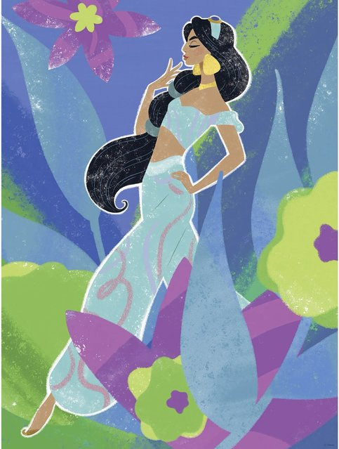 Komar Wandbild Disney Princess Jasmine in Blau, B: 30 cm, H: 40 cm - Bild 1