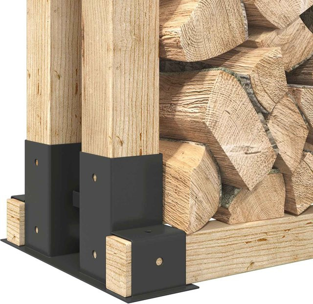 Yiwydaa Brennholz-Stapelhilfe aus Stahl, 12 Stück, Anthrazit, B/T/H: 34 x 10 x 15 cm - Bild 1