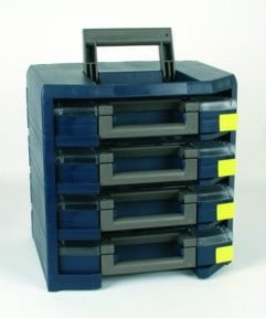 Raaco HandyBoxx Organizer aus Polycarbonat mit Einsätzen, transparent/blau, B/T/H: 4 x 5 x 5 cm - Bild 1