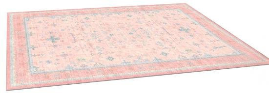 Lysa Retro Eingangsteppich in Pink mit ethnischem Design, rutschfeste und saugfähige Fußmatte für Eingangsbereich, Küche oder Badezimmer, B/T: 60 x 40 cm - Bild 1