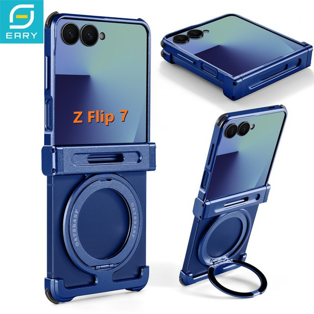 Eary Rahmenlose Metall-Handyhülle mit 360 Grad drehbarem magnetischem Ständer für Samsung Galaxy Z Flip 7 und Z Flip 6 - Bild 1