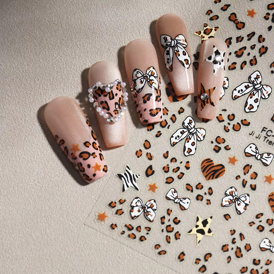 MAFANAILS Nagelaufkleber, 3D Leopardenmuster, Schleife, Braun, Glänzend - Bild 2
