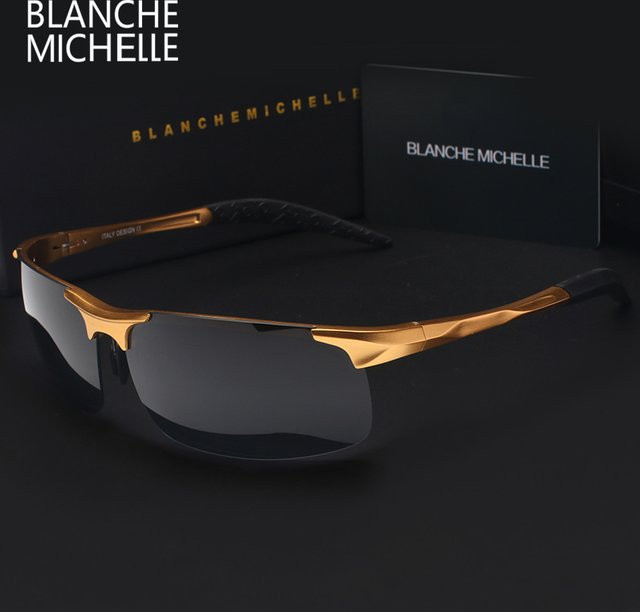 Blanche Michelle Sportsonnenbrille, Aluminium, rechteckig, goldfarben, Herren - Bild 1