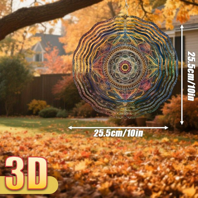 CIFBUY 3D Geometrischer Metallspinner Multicolour als hängende Gartendekoration mit drehbarem Haken, Durchmesser: 25,5 cm - Bild 1