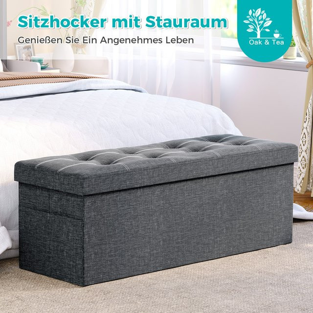 Oak & Tea Klappbare Sitzbank mit Stauraum in Grau, B/T/H: 110 x 38 x 38 cm - Bild 1
