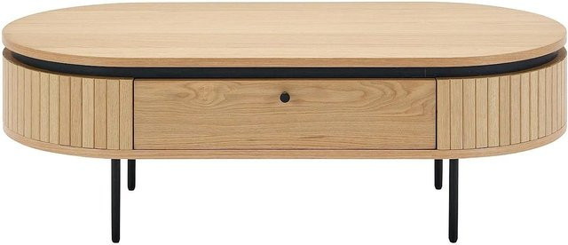 Cardiona Couchtisch mit Eichenfurnier und Metallgestell in Schwarz und Naturfarben, Breite: 120 cm - Bild 1