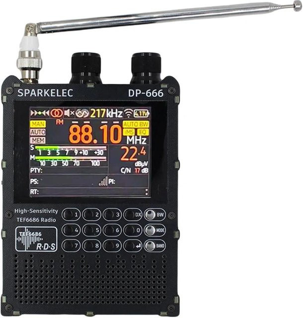 Bobo Life DP-666 TEF6686 Radio mit ESP32, Bluetooth und 2,8 Zoll IPS LCD Display in Schwarz, unterstützt UKW, AM, LW, MW und SW Kurzwelle mit RDS - Bild 1