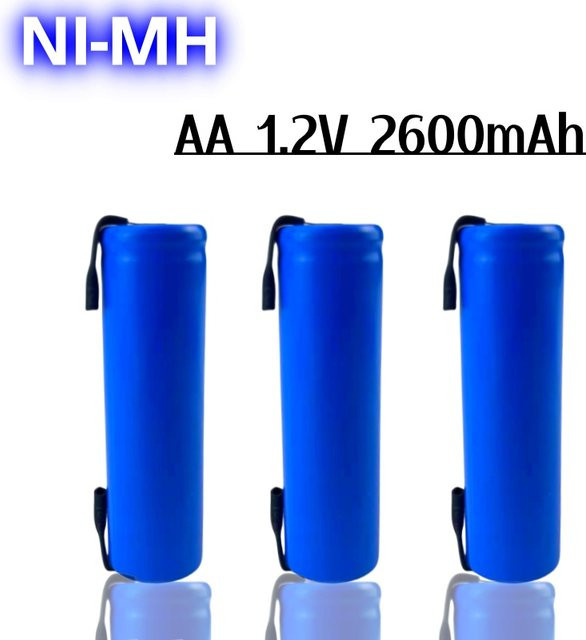 Aimjin AA Ni-MH Akku 1,2 V mit 2600 mAh in Blau mit Lötfahnen für Philips Rasierer und Zahnbürsten - Bild 1