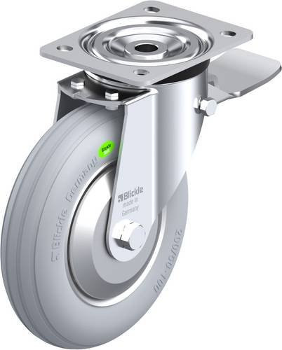 Blickle Lenkrolle L-VW 202R-ST-SG-FA mit Feststeller, Rad-Durchmesser: 20 cm, Tragfähigkeit: 100 kg, grau, verzinkter Stahl - Bild 1