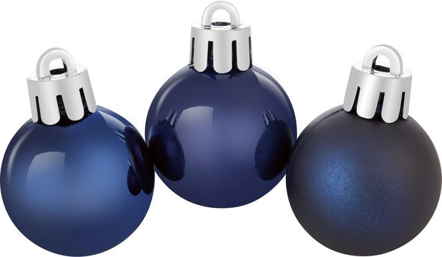 OBI Weihnachtskugeln aus Kunststoff in Blau, 9 Stück, Durchmesser: 3 cm - Bild 1