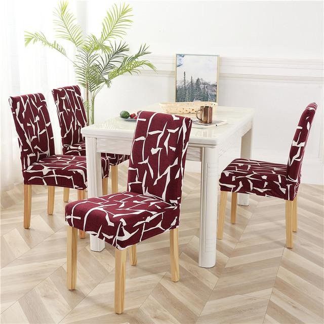 Housmife Spandex-Stuhlbezüge mit Blumenmuster in Rot, 2er-Set, elastische Universal-Stuhlhussen für Esszimmerstühle - Bild 1