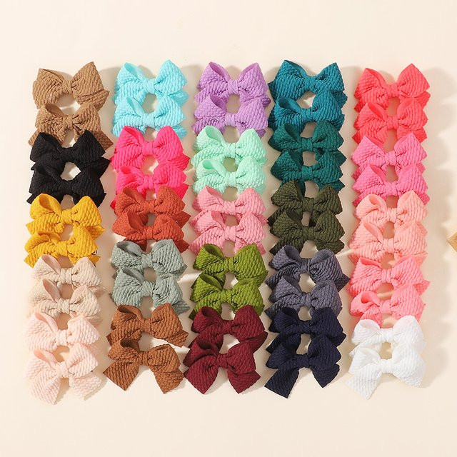 BABY BOWS Haarspangen-Set aus Waffelstoff mit Schleife, 10 Stück, Kinder - Bild 1