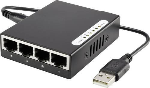Renkforce Netzwerk Switch mit 5 Ports, 100 MBit/s, USB-Stromversorgung, Schwarz - Bild 1