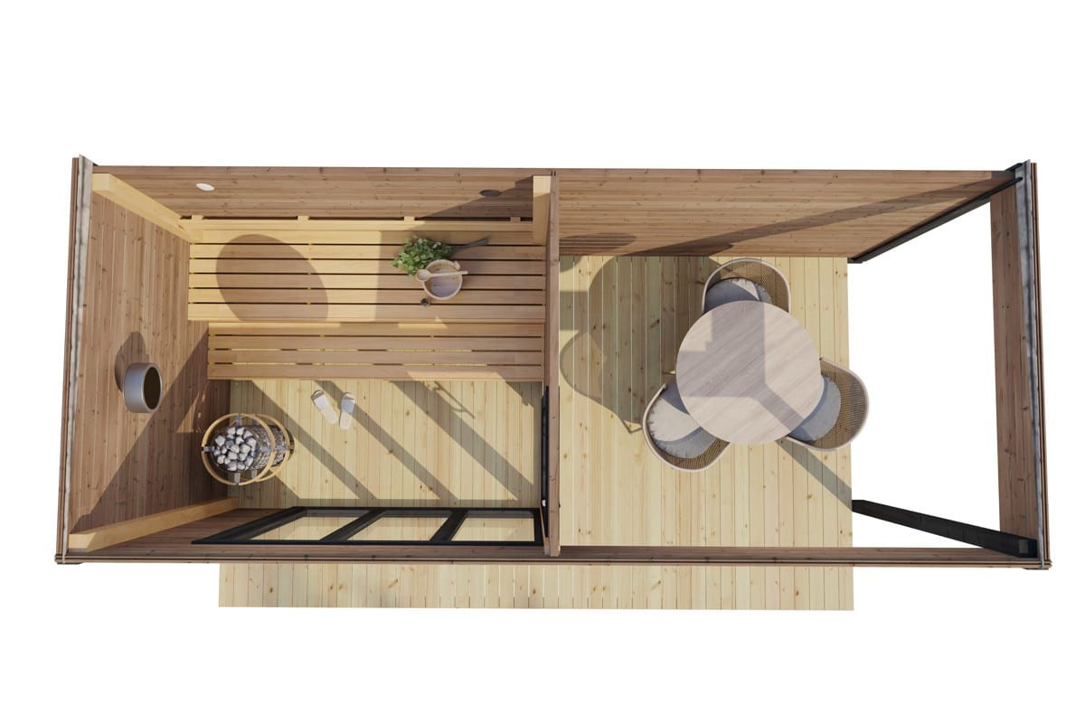 Moderne Gartensauna Nord von Hansagarten24 aus Thermokieferholz in Braun, B/T: 5 x 2 m - Bild 2