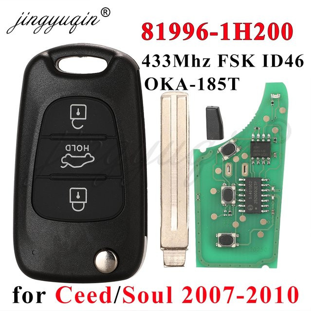 jingyuqin Klappbarer Fernbedienungs-Autoschlüssel 433MHz FSK ID46 für Kia K2 Soul Ceed in Schwarz - Bild 1