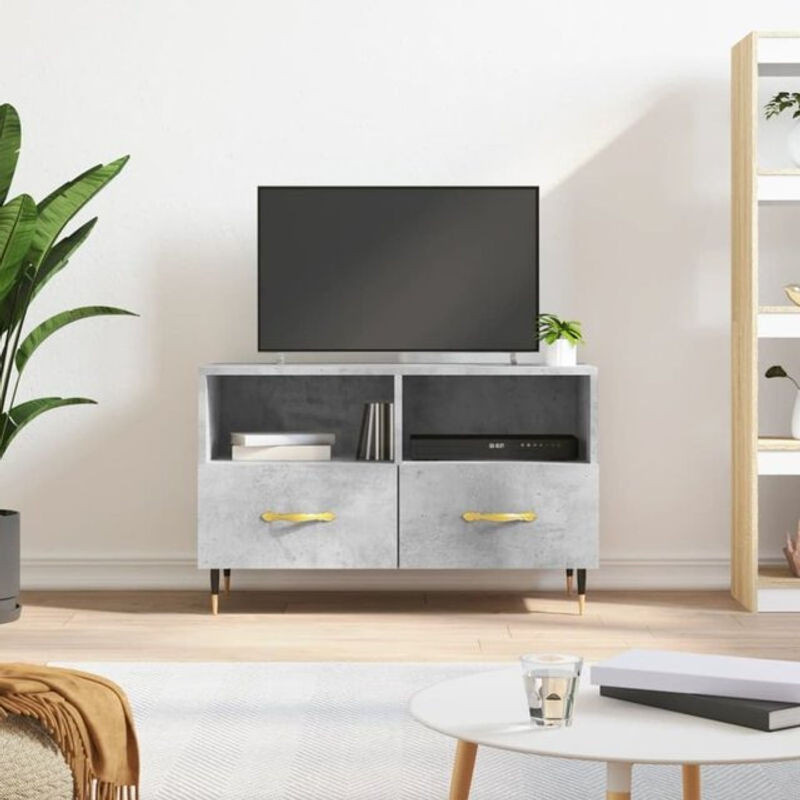 Vidaxl TV-Schrank in Grau im Industrial Design aus Holzwerkstoff und Metall, B/T/H: 80 x 36 x 50 cm - Bild 1