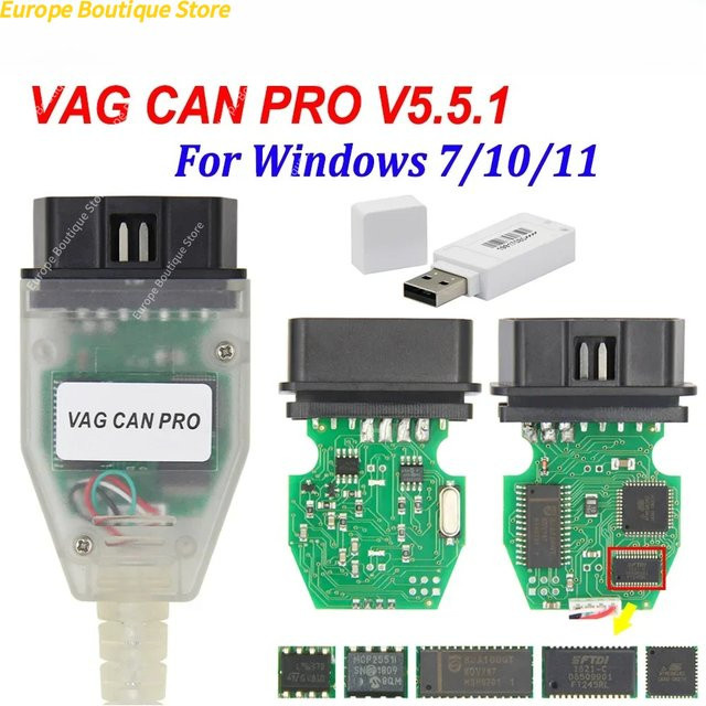 VAG CAN PRO V5.5.1 OBD2-Diagnoseschnittstelle von NUOYING mit FTDI FT245RL Chip und USB-C-Anschluss für AUDI und VW, unterstützt Can Bus UDS und K Line - Bild 1